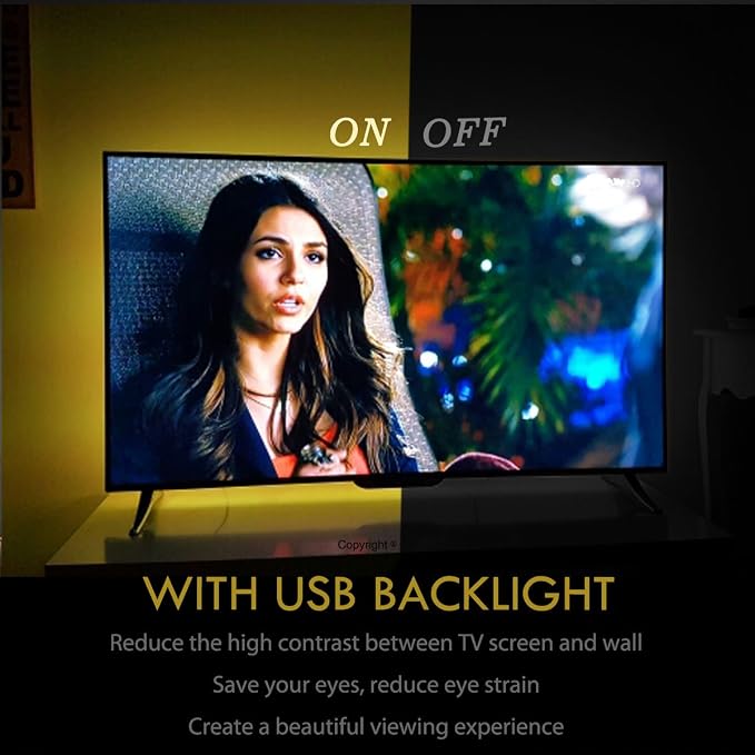 USB TV Backlight for 32 to 43 inch TV RGB LED Neon Accent Lights Strip | Behind TV Led Lighting Color Changing LED Back Ambient Lights for Sony LG Samsung Monitor Smart TV Movies Game Man Cave Decor