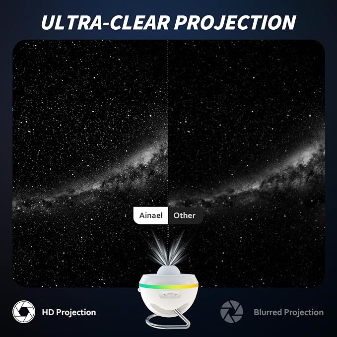 Galaxy Projector, Star Projector Planetarium with 13 Disc for Bedroom Deko | 5K HD Projection • Dynamic Meteor • RGB Ambient Light Strip • Auto Timer • Expandable Slide Set • Gift for Kids & Adults