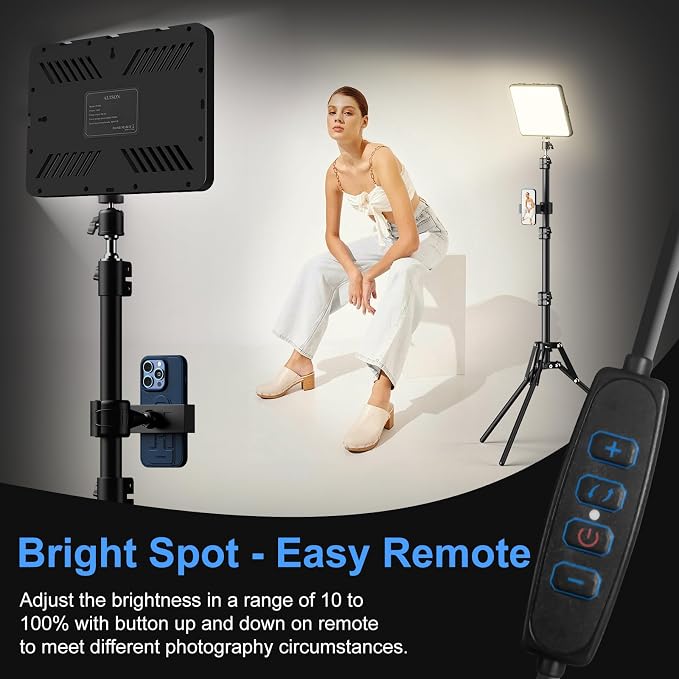 2 Packs Video Light Kit, LED Studio Light, 2700-6500K Dimmable Photography Lighting Kit with Tripod Stand&Phone Holder, 12" Rotating Streaming Light for Video Recording, Game Streaming, YouTube