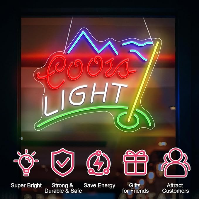 Golf Neon Sign for Wall Decor Led Business Signs Suitable for Man Cave Crs Light Bar Pub Creative Neon Lights Signs with USB Powered for Coors Light Golf Club Backdrop Lights Wall Hanging Decor ﻿