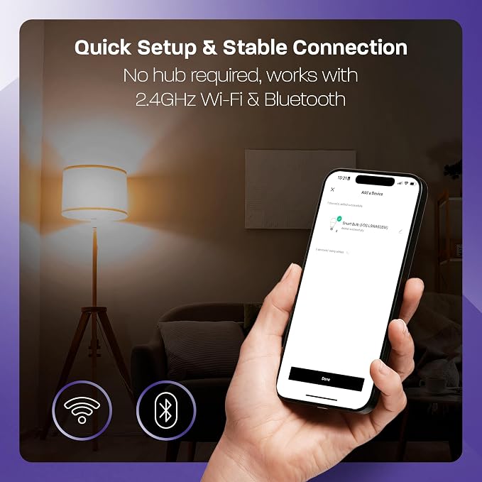 Smart Light Bulbs, Dimmable Color Changing LED RGBW, Compatible with Alexa & Google Home, WiFi 2,4GHz & Bluetooth A19 E26, 9W 800LM 60W Equivalent, Music Sync, No Hub Required, 4 Pack