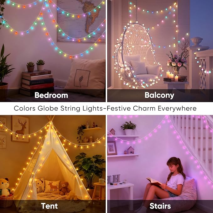 OMIKA 24 Colors Indoor String Lights with Remote, 16.5ft 50LED String Lights Bedroom USB Powered, Color Changing Christmas Lights Hanging for Dorm Classroom Tapestry Party Garden Patio Wall Xmas Décor