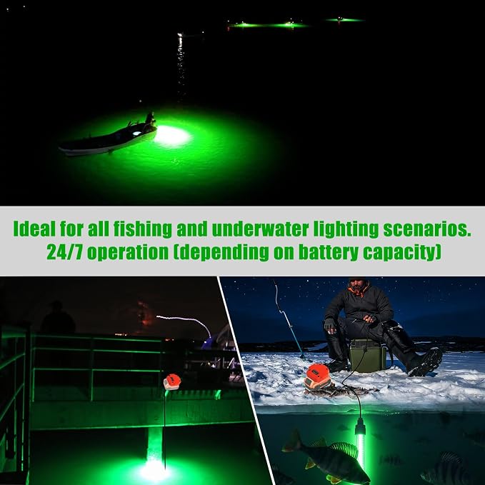 Underwater Green Fish Light Compatible with Black & Decker Batt