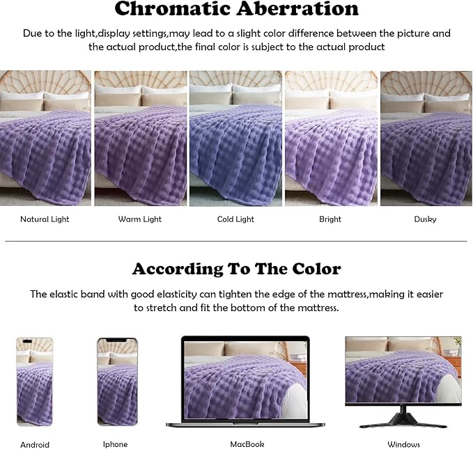 NEWCOSPLAY King Blanket for Couch Lavender Super Soft Flannel Fleece 3D Bubble Lightweight Bed Blanket All Season Use (Lavender, King(90"x110"))