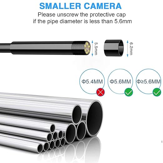 NIDAGE Wireless Endoscope Camera with Light HD Waterproof WiFi Borescope Flexible 5.5MM Automotive Snake Inspection Camera Compatible Android and iOS Smartphones, iPhone, iPad, 4.92FT