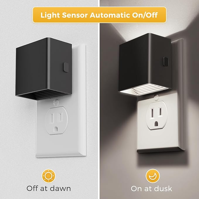 L LOHAS LED Night Light,Night Lights Plug into Wall,[2-Pack] | LED Night Light Brightness Adjustable,5000K Daylight White, Nightlight for Bathroom Hallway Kitchen
