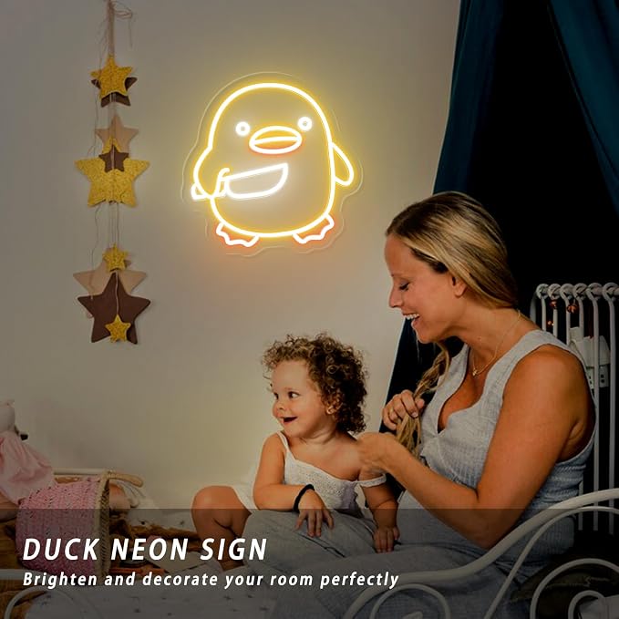 Duck Neon Sign for Bedroom Decor, Dimmble Cute Duck LED Neon Light | Funny Room Decor, Gamer Gift, Kawaii Aesthetic, Bedroom, Game Room, Man Cave, Mood Lighting, USB Powered, Premium Finish