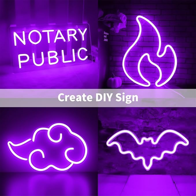 iNextStation Purple LED Light Strip 16.4FT LED Rope Light (with DC12V Plug) | IP65 Waterproof Flexible Silicone Neon LED Lights with Dimmer, 0.98Inch Cuttable LED Lights Strip for DIY, Home, Party Decor