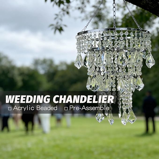 Acrylic Chandeliers Lampshade - Mini Beaded Light Fixture - Crystal Pendant Ceiling Light Shade for Wedding/Bedroom/Hallway/Bathroom
