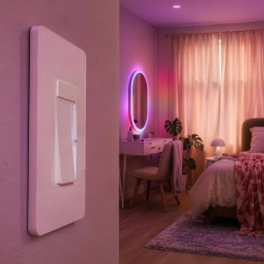 LIFX Smart Dimmer Switch - Wi-Fi 2.4GHz Matter Certified, 3-Way - 4-Button | Voice Control Alexa, Siri, Google, Scheduling, Single-Pole, Neutral Wire Required, works with smart & standard dimmable bulbs