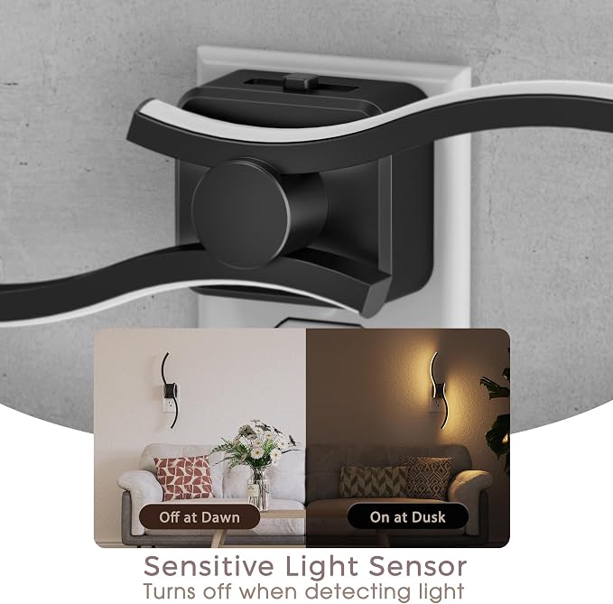 Night Lights Plug into Wall,Wall Sconce Night Light with Dusk | to Dawn Sensor,Dimmable Night Light Plug in,1W 3000K Soft White for Adults Kids Room Bedroom Bathroom Hallway Kitchen