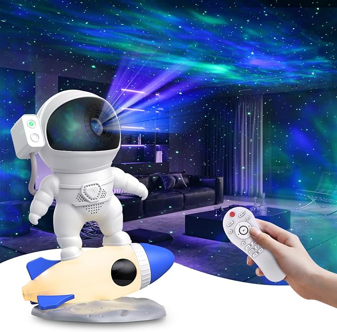 Astronaut Galaxy Projector Night Light with Rocket Lamp | Star Space Projector Ceiling LED Starry Nebula Light Projector, Timer and App & Remote Control, Kids' Room Decor