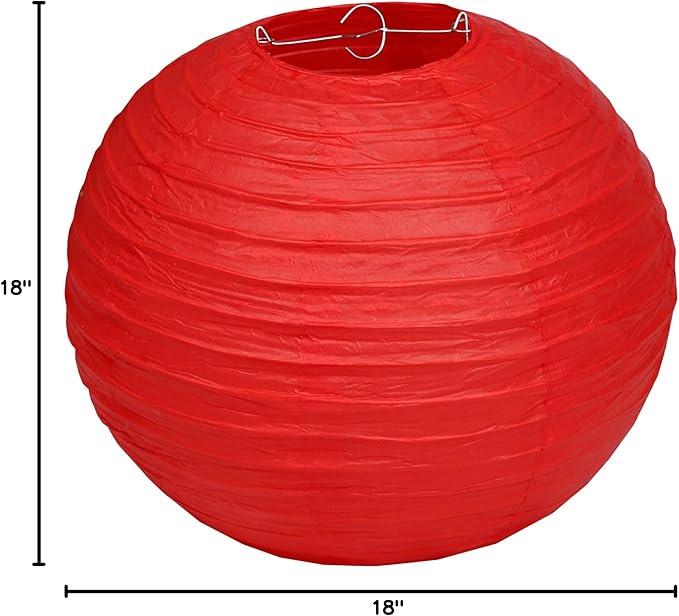 Pack Of 3 Round Paper Lanterns Lamp Wedding Birthday Party Decoration (Red, 18"/45CM)