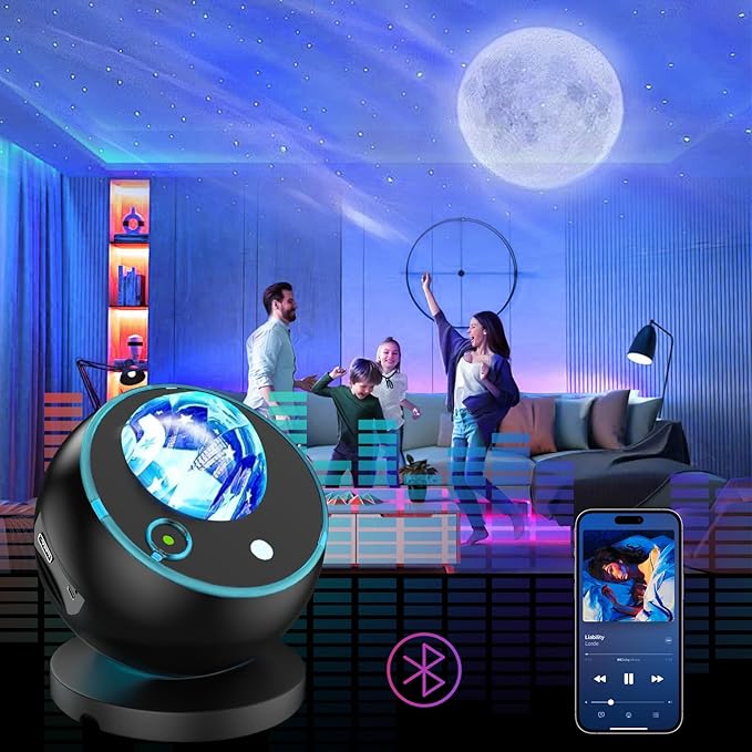 Galaxy Projector,Northern Lights Projector,3 HD Projection Lenses,Galaxy Projector for Bedroom,16-Color Moon Projector,Bluetooth Speaker Projector Light,Star Projector,Kids Bedroom Decor,Teen Gifts