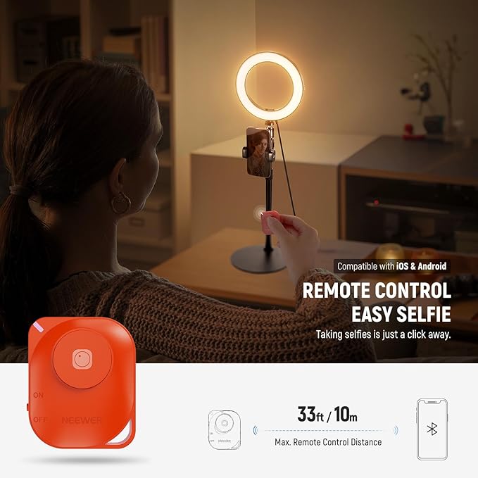 NEEWER 8" 18W High Power Desk Ring Light with Stand & Phone Holder, Circle Selfie Ringlight for iPhone Streaming Vlogging Recording, Video Conference Lighting Kit for Laptop Computer Zoom Call, RH8B