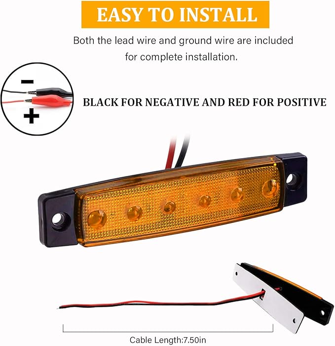 PSEQT LED Boat Interior Lights Marine Courtesy Light Strip Deck Transom Cockpit Navigation Lighting Waterproof for Fishing Pontoon Kayak Yacht Sailboat (Amber 10Pcs)