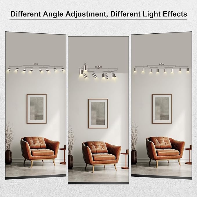 AUQUEE 8 Light Track Lighting Fixtures Ceiling, Brushed Nickel Kichen Track Lighting Fixtures, Rotatable Light Heads, Adjustable Modern LED Track Lights for Kitchen/Hallway, No GU10 Bulb