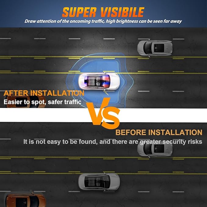 Nilight 40LED Blue Red Emergency Strobe Traffic Advisor Light Bar with Suction Cups Dash Safety Warning Hazard Flashing Lights Interior Front/Rear Windshield for Trucks Construction Vehicles | with Suction Cups Dash Safety Warning Hazard Flashing Light...