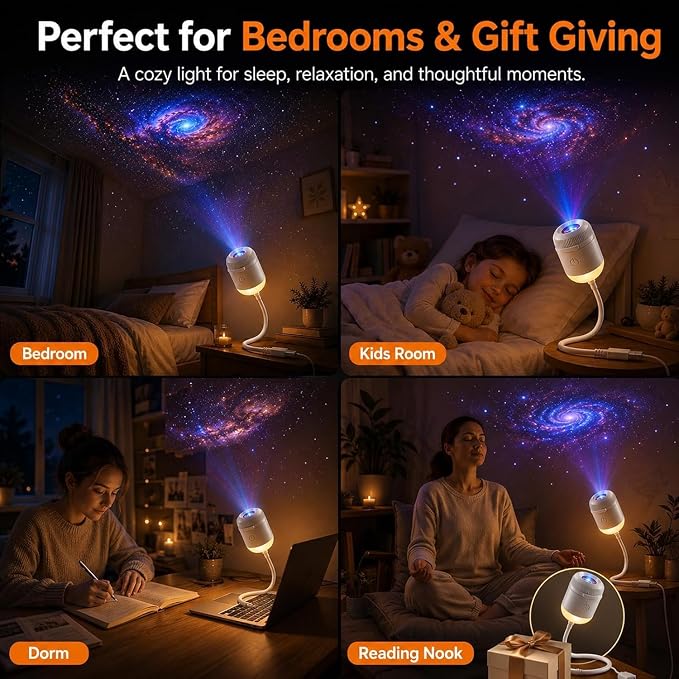 Galaxy Projector, Ocean Projector, 5D Holographic Night Light Projector, Plug and Play Hd Star Projector, 360° Adjustable Hd Galaxy and Ocean Projector for Bedroom Ceiling，Ocean & Galaxy 12pc