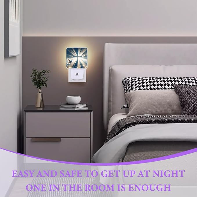 Cross Heaven Night Light,Plug-in Night Lights with Dusk-to-Dawn Sensor for Bedroom,Bathroom and Living Room Sleep Friendly lamp 0.5w