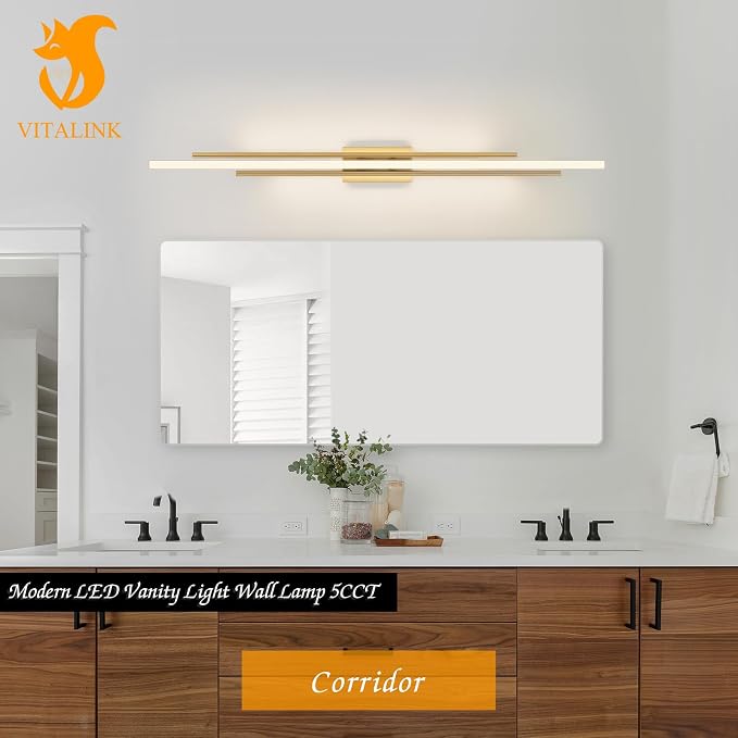 55" Long Vanity Light Gold Bathroom Wall Light Fixtures Long Vanity Lights Over Mirror Lighting Lamps Dimmable Bathroom Wall Mount Lighting Over Vanity Mirror