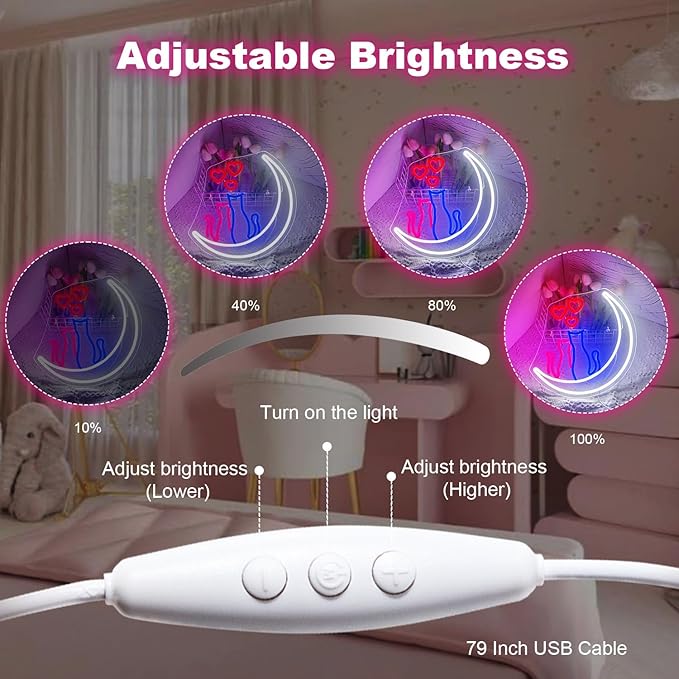 Two Cats on Moon Neon Sign Christmas Cat Cute Couple Kittys Neon Lights for Wall Decor,Kawaii Animal 3D LED Neon,USB Light Up Signs for Girls Bedroom Bar Home Party Valentine's Day Cat Lovers Weddings