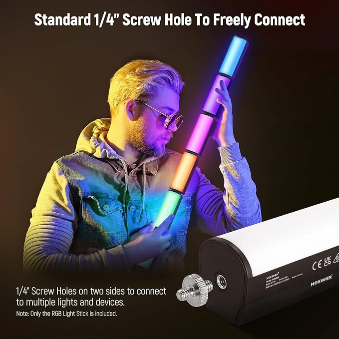 NEEWER Basic 2 Pack Magnetic Handheld Light Wand, 360° Full RGB Mini LED Video Light Stick with 2500mAh Battery,2500-8500K Dimmable Camera Tube Light for Photography TikTok YouTube Vlog,TL96RGB