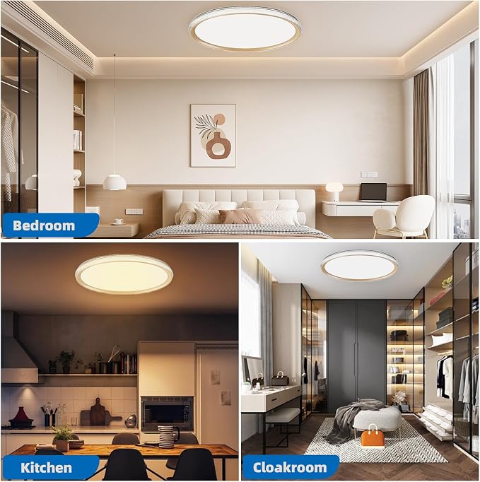 15 Inch LED Flush Mount Ceiling Light,Modern Ceiling Light | 35W 4000LM 5CCT 2700-5000K Selectable, Dimmable Ceiling Lights for Kitchen,Bedroom, Living Room,Office