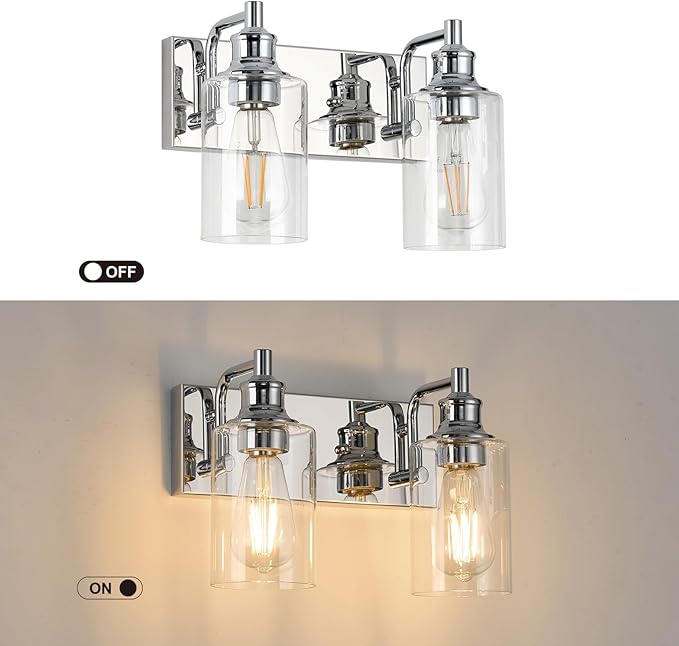 2-Light Bathroom Light Fixtures Modern Chrome Vanity Lights for Bathroom Lighting Fixtures Over Mirror for Cabinet Mirror Bedroom Hallway