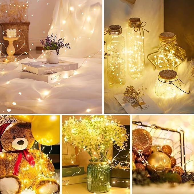 4 Pack LED Fairy Lights with Timer Battery Operated,3M 30 LED Firefly Lights Copper Wire Mini Twinkle String Lights,for Bedroom,Christmas,Wedding Decorations,Warm White
