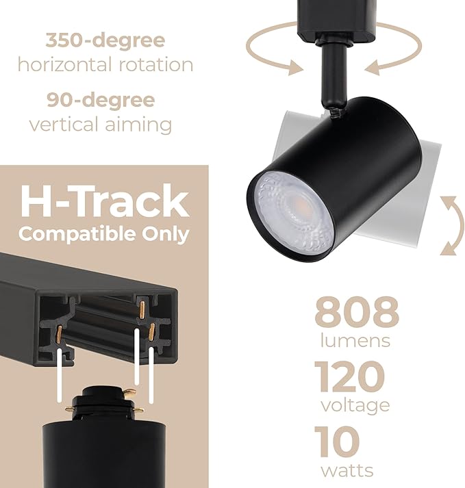 Amped Collection LED 10W Track Head 3000K Warm White Energy Efficient in Black for H Track, Standard 3-Wire Track System (Pack of 10 Lights)