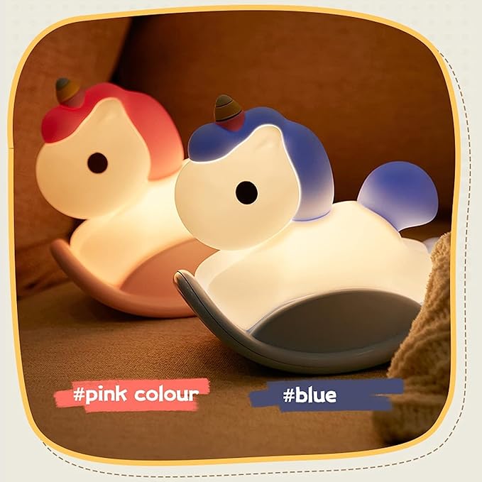 Night Light for Kids, Cute Squishy Unicorns Bedside Lamp, Kawaii Animals Silicon Light Up for Boys and Girls, LED Decor Nightlight for Toddler Bedroom and Kid Room.