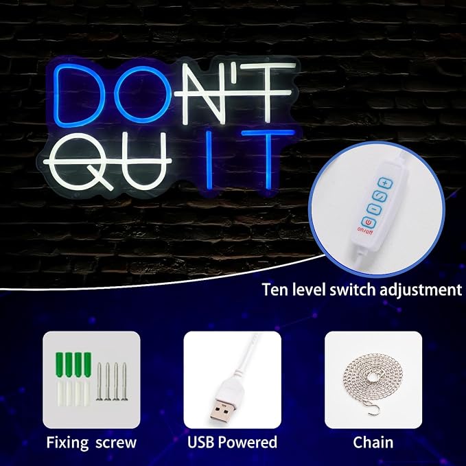 Don't Quit Led Neon Sign for Wall Decor, DO IT LED Neon Lights Decorations,Neon Lights adjustable for Office Room, Gym Room, Man Cave