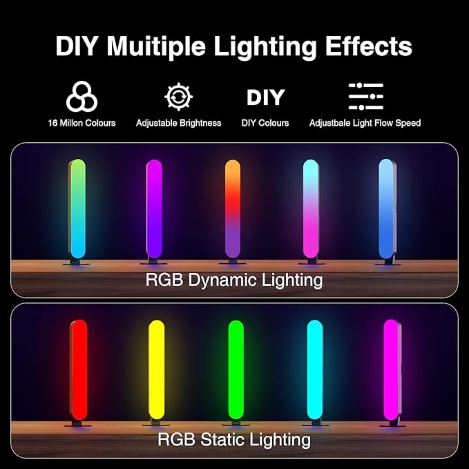 LED Light Bar, Music Sync RGB Light Bar, USB Ambient Lamp, Color Changing Gaming TV Backlight with Remote Control, 15 Dynamic Modes for Room (App Control)