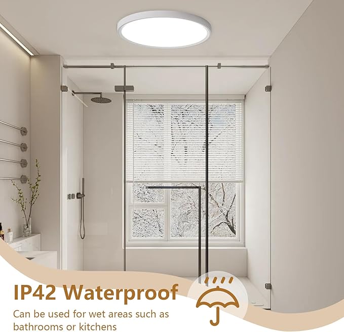 4PK 12 Inch LED Flush Mount Ceiling Light, 24W, 2520LM, 3000K/4000K/6000K CCT Selectable, 0.9inch Super Slim LED Ceiling Light Fixtures, Low Profile Round Flat Panel Light for Bedroom,Kitchen,Hallway