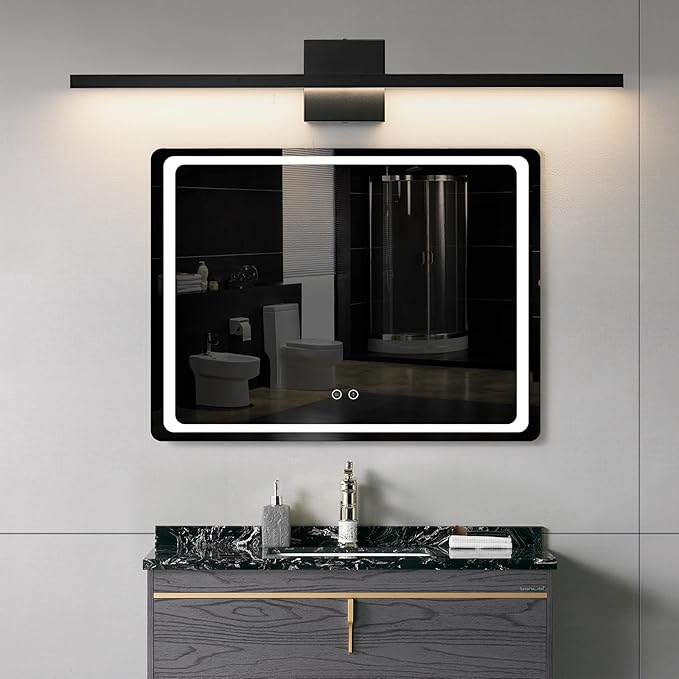 Black Bathroom Vanity Light - 31.5 inch Modern Bathroom Light Fixture Over Mirror 22W LED Dimmable Wall Sconce Lighting Fixture for Bedroom