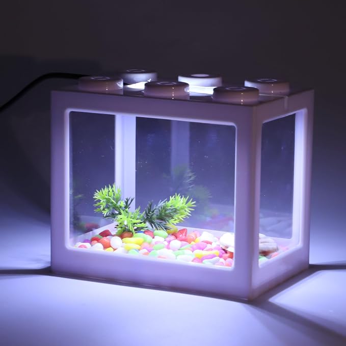 Mini Aquarium Light 0.5-2 Gallon Desktop Aquarium White USB LED Light