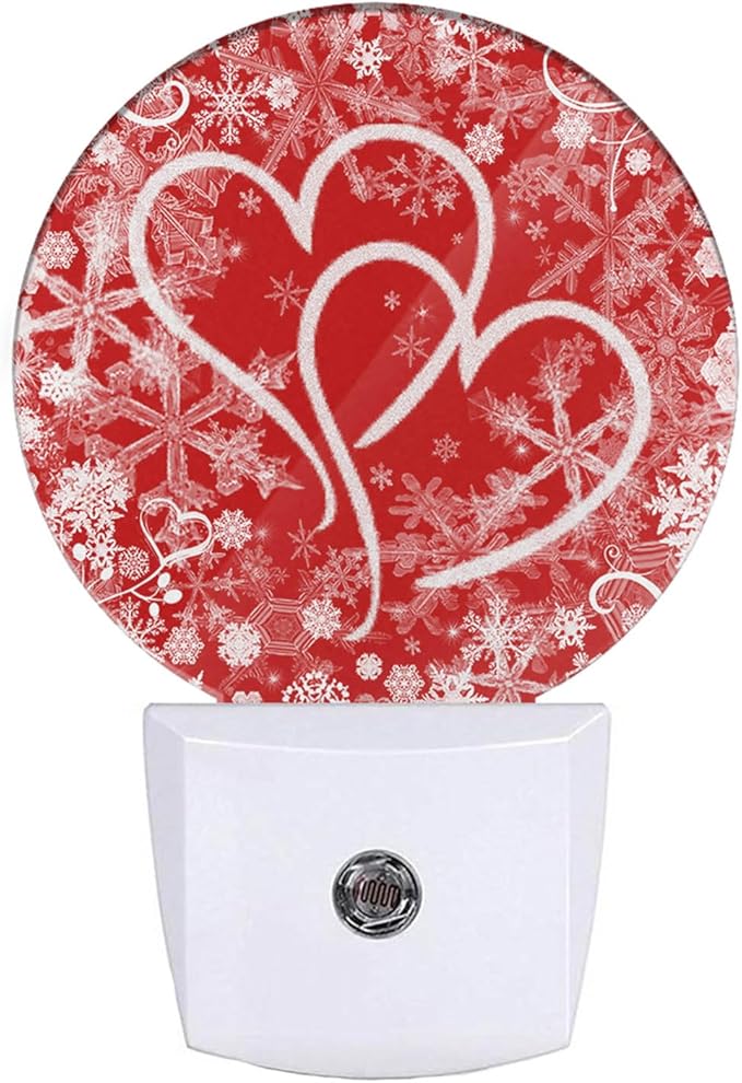EKOBLA Red Sweet Hearts Plug-in Nightlights Valentine's Day Love Symbol Flowers Night Lights Plug into Wall Dusk to Dawn Sensor LED Lamp for Hallway Bedroom Bathroom