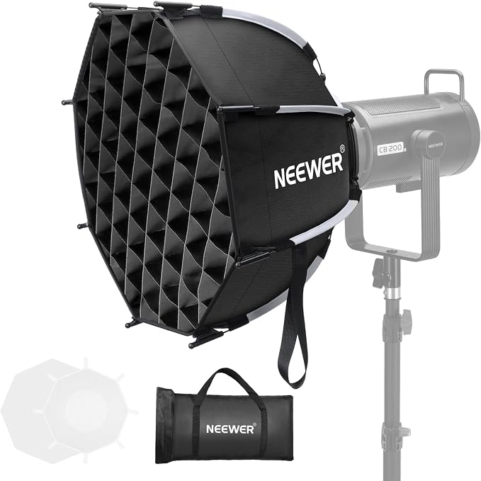 NEEWER Octagonal Softbox Kit, 17.7" Parabolic Soft Box with Light Diffusers for Studio Photography Video Recording Streaming Lighting Compatible with Aputure 120d Compatible with Godox SL60w, NS45P