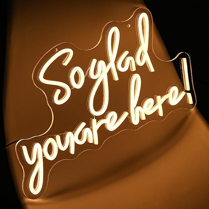 So Glad You Are Here Neon Sign Dimmable Wedding Welcome Neon Lights for Wall Decor Bussines Light Up Sign for Wedding Birthday Decorations Gift