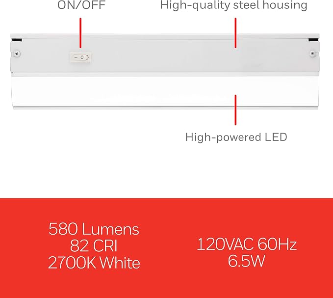 UltraPro 24 inch Hardwired Under Cabinet Lights, On/Off Only | 2700K Warm White, Under Cabinet Lighting, Under Counter Lights for Kitchen 44112
