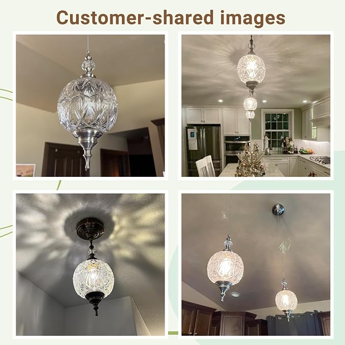 Pendant Lights Kitchen Island 2 Pack, Black Vintage Pendant Light with Detachable Glass Shade, Adjustable Hanging Light for Kitchen Island Lighting, Bathroom, Farmhouse, G9 Base (Bulbs Not Included)