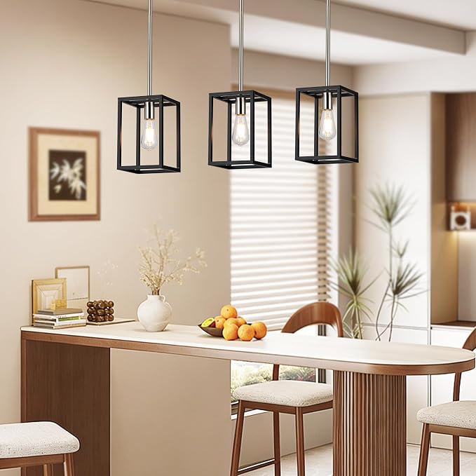 Single 1 Light Black and Brushed Nickel Modern Industrial Pendant Lighting Fixture Hanging Ceiling Light for Dining Room Living Room