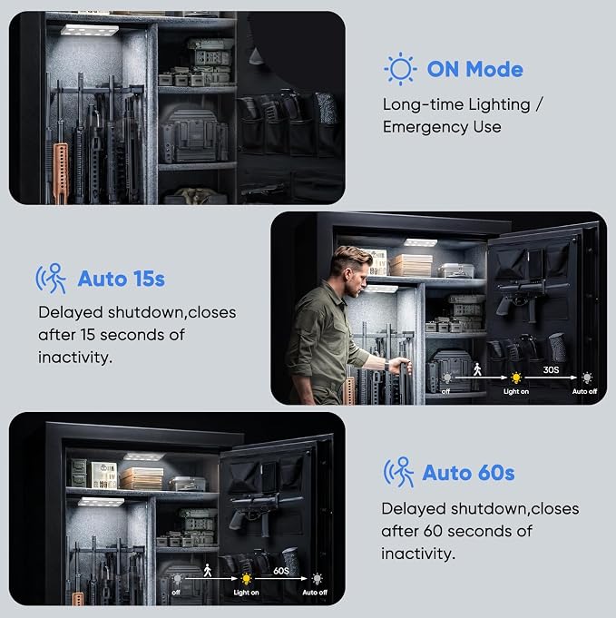 VST 2-Pack Rechargeable Gun Safe Lights Motion Activated Magnetic with USB | 9 Leds Ultra Bright Battery Powered Under Cabinet Light for Cupboards, Closet, Car Trunk, Kitchen, Garage,Wardrobe