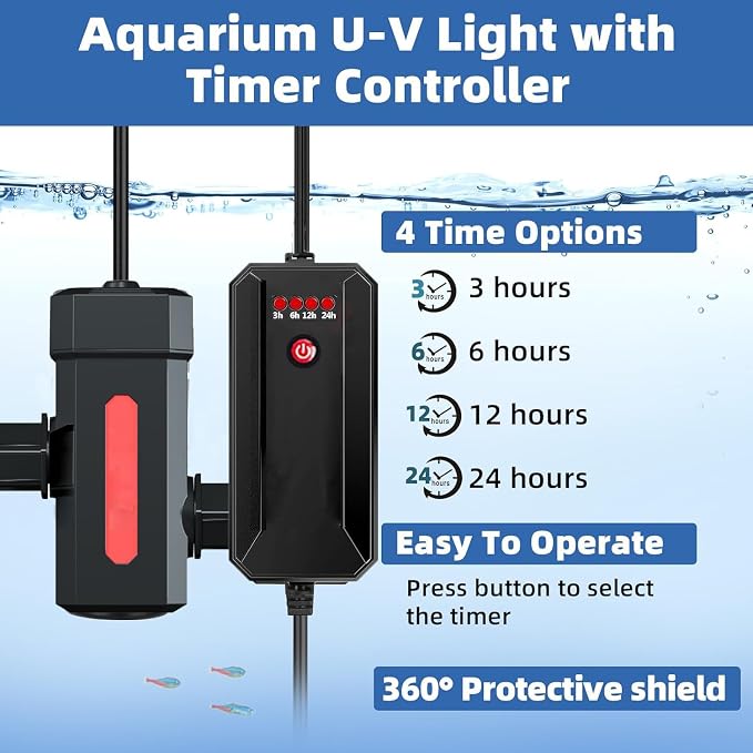 Aquarium UVC Clean Light 7W Algae Clear Green Bloom Clean Fish Tank UVC Water Clean Lamp for Sump Pond Filter Tank (Aquarium UVC-WaterClarifier)