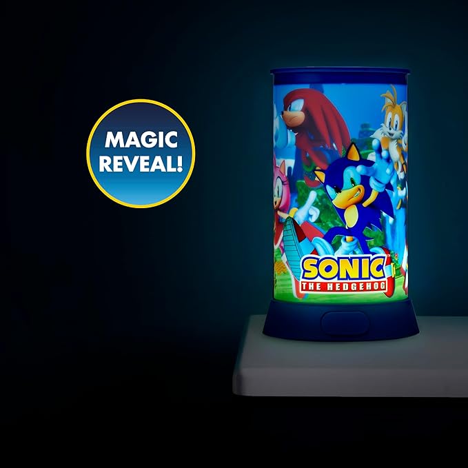 Wow Stuff! Light Revealers Lamp - Sonic The Hedgehog - 7.5" Night Light, 360 Image Scene & Character Reveal, Auto-Off, Illuminating Kids Room Decor
