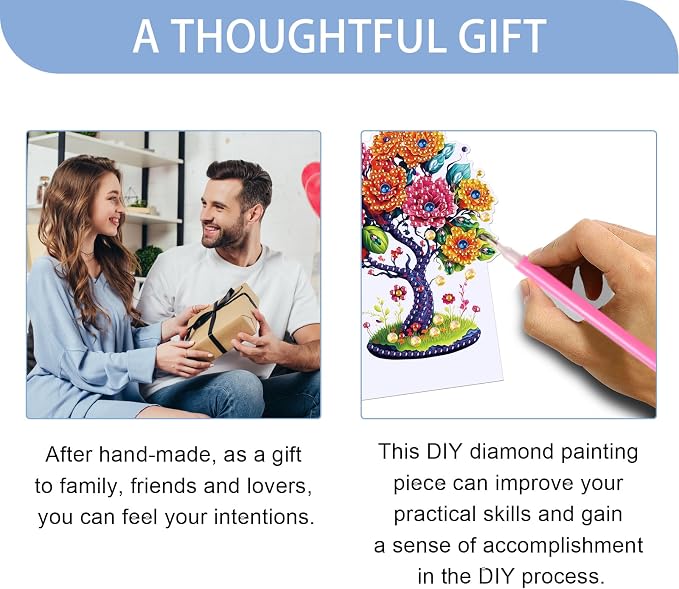 JISHSHAY Diamond Painting Night Light Diamond Art Table Lamps Gem Art LED Lights Gem Painting Desk Lamp Mosaic Kits for Adults DIY Kits for Adults Paint by Numbers Special Shape Tree of Life