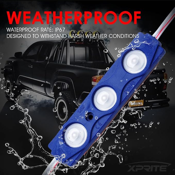 Xprite Blue LED Truck Bed Light Kits Rock Lights with On/Off Switch, for Pickup Footwells, Running Boards, Cargo, Under Car, Tonneau Cover, Rail Lighting - 8 PCs