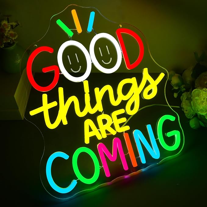 Good Things Are Coming Neon Sign for Classroom Bedroom Decor Birthday Gift | Dimmable LED Light,Reliable material,USB Power,Encouragement vibe