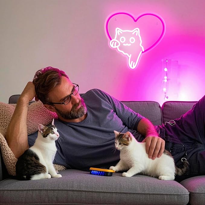 Cat Neon Sign Dimmable LED Animal Neon Light for Bedroom Kids Room Decor | Cute Cat Theme Design for Pet Lovers Kids Room Bedroom Dorm Playroom Nurseries and Animal Lovers Gift Ideas Home Decoration